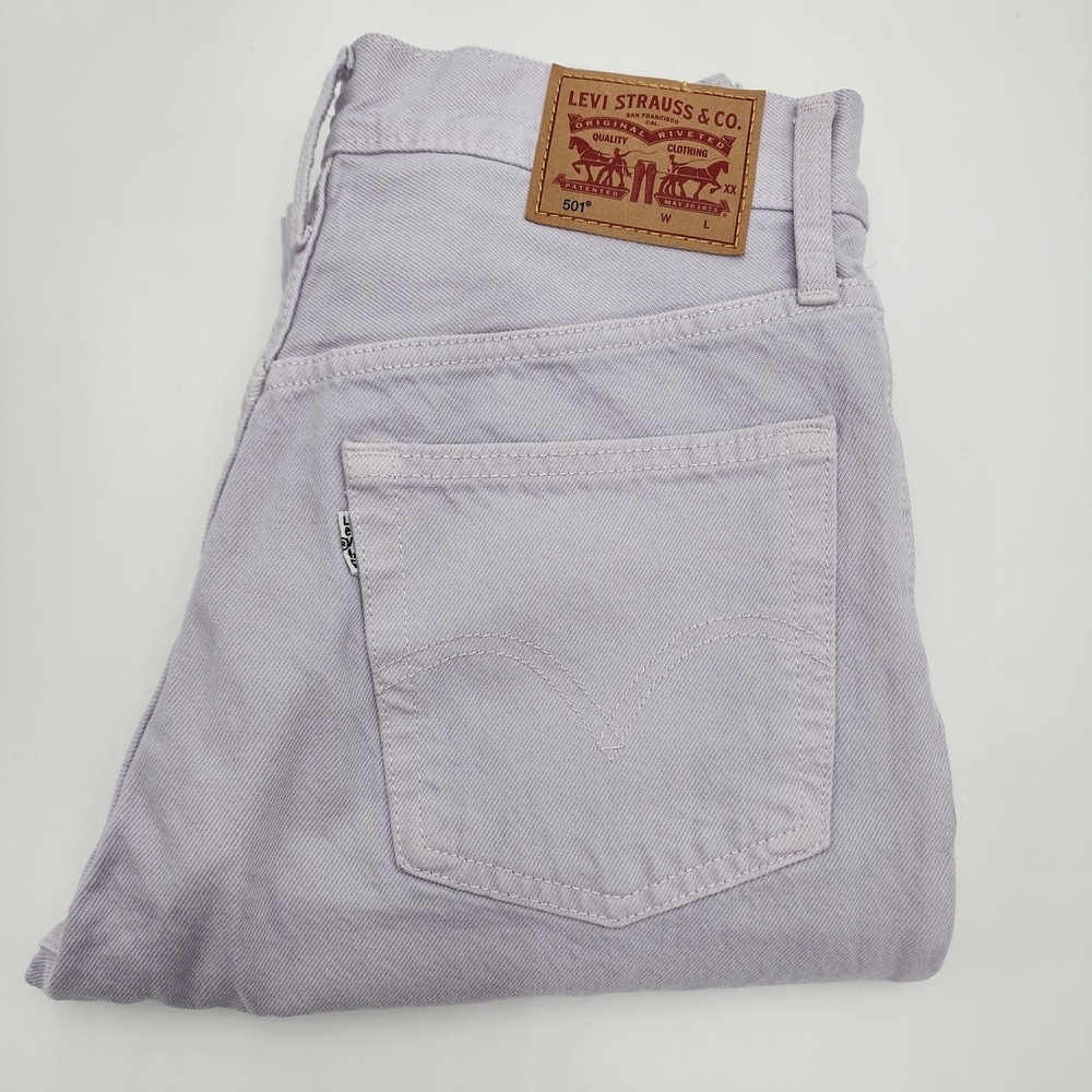 Levi's 501 Jeans Womens  28x25 Light Purple High Rise‎ Straight Leg Cropped READ